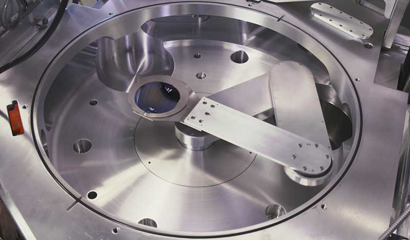 Close up of a system that uses magnetron sputtering