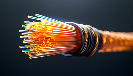 Orange fiber optic cable