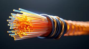 Orange fiber optic cable