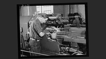 Engineer working on a Denton system at Frankford Arsenal