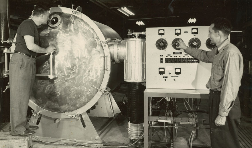 Richard Denton working on a Denton Vacuum system